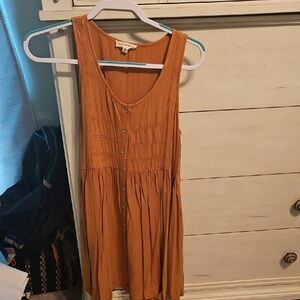 Ee:some Burnt Orange Sleeveless Button-Down Dress